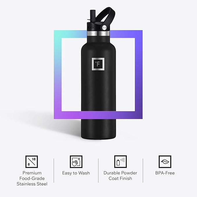 IRON °FLASK Camping & Hiking Hydration Flask with Straw, BPA-Free Insulated Stainless Steel Sports Water Bottle - 32 oz Bubble Gum