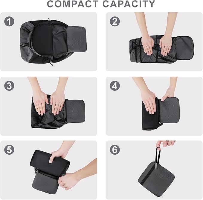 Lightweight Hiking Backpack 18L Packable Foldable Small Daypack Collapsible Travel Bag Water-Resistant for Women Men (Gray)