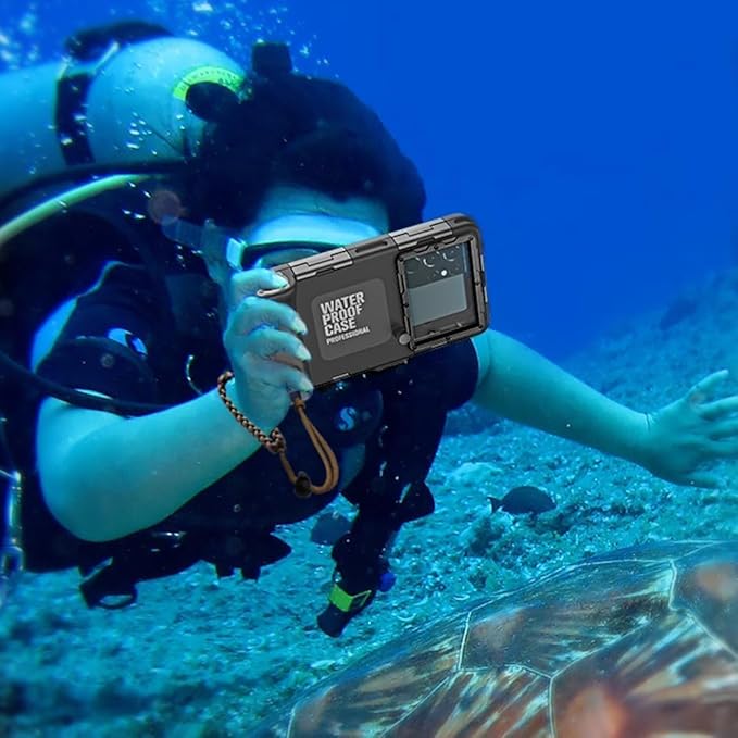 Hllhunkhe Universal Underwater Phone Case for Snorkeling, Professional Diving Waterproof Phone Case for iPhone 7-17 Pro/Pro Max/Plus/Mini, Galaxy S10-S25 Ultra/Plus and Most Phones,Black