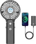 HandFan 5200mAh Portable Handheld Fan, Personal Hand Held Fan USB Rechargeable, 180° Foldable,3 Speeds Strong Airflow Cooling Fan for Travel/Outdoors/Beach/Concerts/Disney/Games/Picnics/Park (Black)