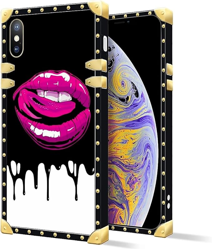 Compatible with iPhone Xs Max Case, Black White Red Slap Sexy Luxury Golden Decoration for Girl Women Soft TPU Shockproof Protective Hard PC Back for iPhone Xs Max
