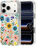 MOSNOVO for iPhone 17 Pro Case, Shockproof Military-Grade Protection 6.6ft Drop Tested, Camera Control, Clear Phone Case for iPhone 17 Pro, Wildflower Bloom Design
