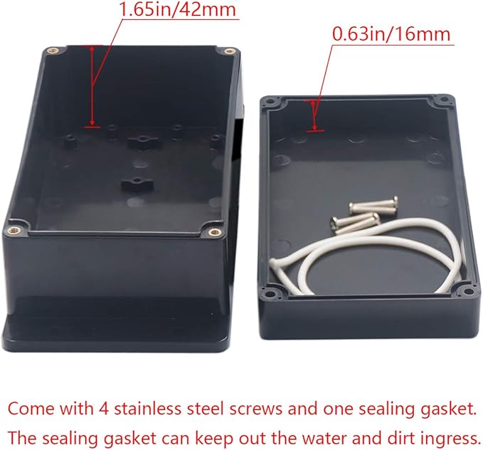 Project Box ABS Black Electrical Boxes IP65 Outdoor Waterproof Box Electronic Junction Box Fixed Ear Power Enclosure with Cable Glands for DIY Project 6.22 x 3.54 x 2.36 inch (158x90x60mm)