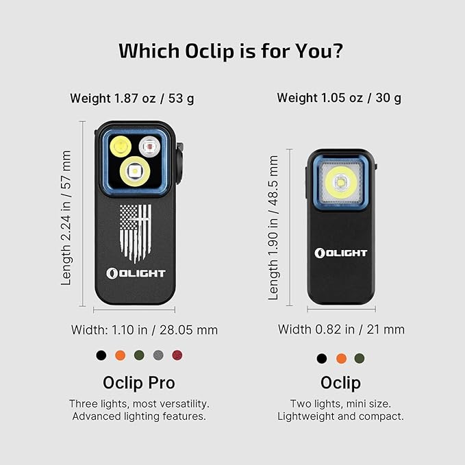 OLIGHT Oclip Pro EDC Flashlight Clip-on Light, Rechargeable 500 Lumens with Three Lighting Solutions Type-C Charging, Magnetic Flash Lights for Outdoor or Indoor Use(Patriotic Flag Engraved Edition)