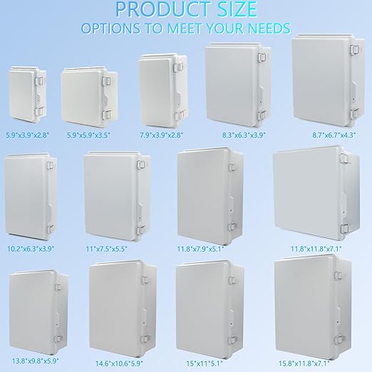 IP67 Waterproof Junction Box with Inner Door, ABS Plastic Electrical Enclosure with Stainless Steel Latch, Hinged Cover Electric Box with Mounting Plate, Wall Brackets & Cable Glands 290x190x140