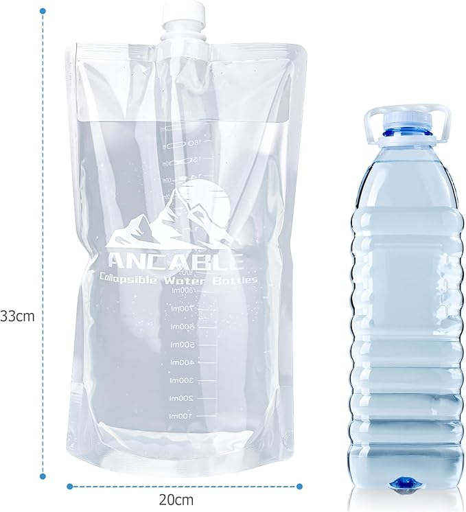 Ancable 64oz Collapsible Water Bottles, 3-Pack Reusable Travel Foldable Water Bottles for Hiking Camping Running Bike, BPA-Free Water Bottle