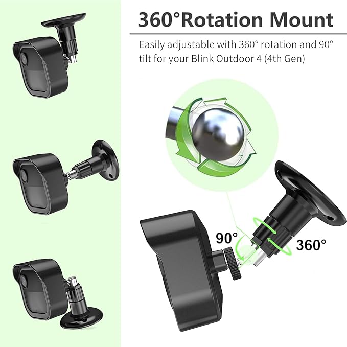 Blink Outdoor 4th Gen Camera Mount, 2Pack Weatherproof Housing and 360 Degrees Adjustable Bracket with Sync Module Mount for Blink Outdoor Camera System (Black, Cameras not Included)
