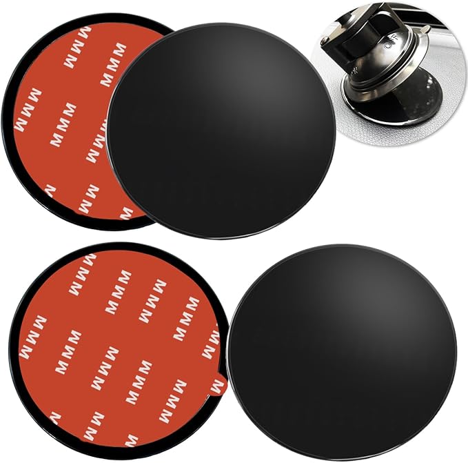4 Pack 73mm Black Adhesive Dashboard Pad Mounting Disk, Mounting Disk for Suction Cup, Dash Mount Pad, 2.87 Inch Universal Suction Cup Adhesive Disc for GPS, Smartphones, Car Cameras