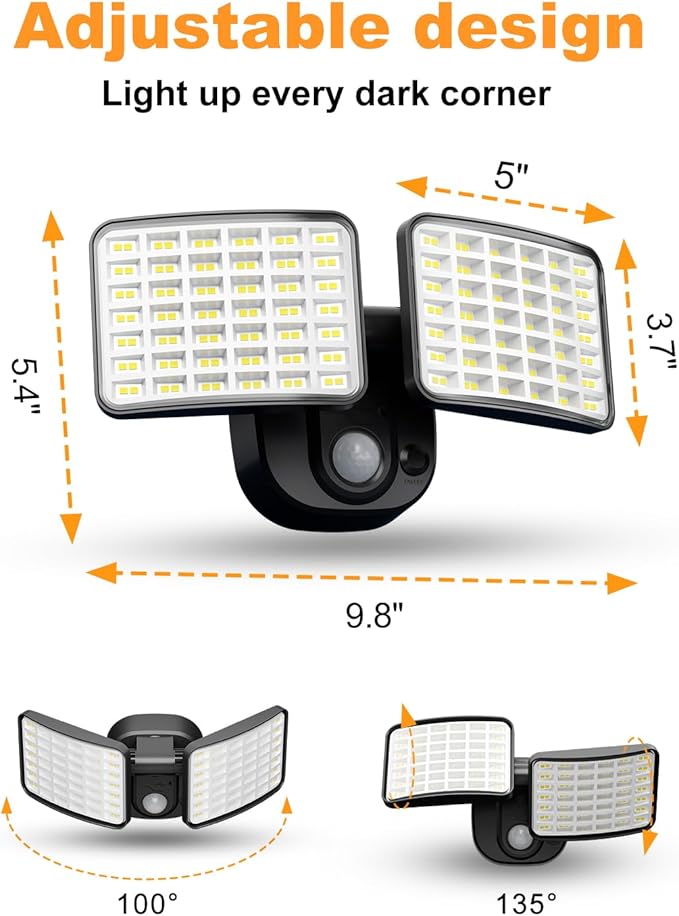 Rechargeable Motion Sensor Outdoor Light, Battery Operated Lights with 2500LM & 4000LM Dual Modes, USB Charging Wireless Flood Light, Waterproof LED Security Lights for Garage, Yard, Shed, Porch