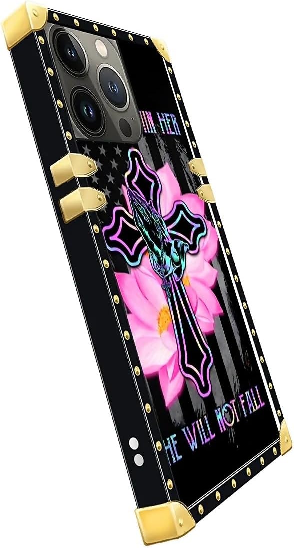 Compatible with iPhone 14 Pro Case, Praying Cross Hands Luxury Golden Decoration for Girl Women Soft TPU Shockproof Protective Hard PC Back for iPhone 14 Pro