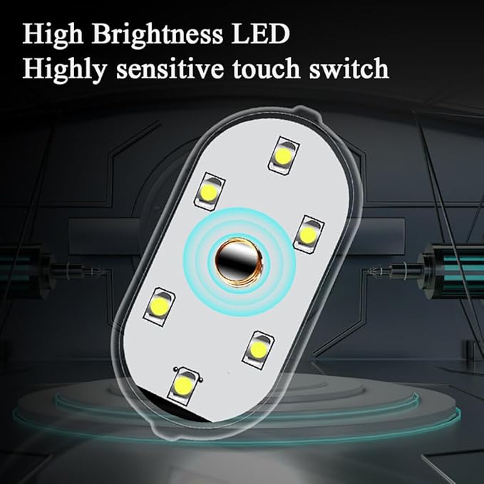 Mini LED Closet Light Wireless Touch Light USB Rechargeable Multi Color Cabinet Lighting for Bedroom Wardrobe Counter Kitchen (4Pcs/Pack) (Colorful)