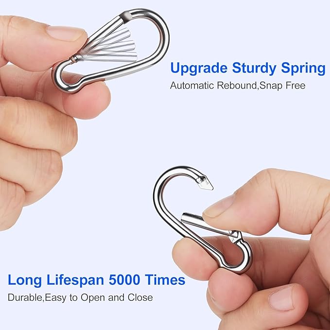 24 PCS M5 Mini Spring Carabiners, 1.97 Inch Galvanized Steel Hooks for Camping Hammock Fishing Travel Accessories