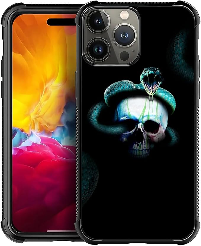 for iPhone 15 Pro Case, Skeleton Winding Snake Pattern Graphic Design Girl Boy Soft Silicone Hard Acrylic Shock Protection for iPhone 15 Pro