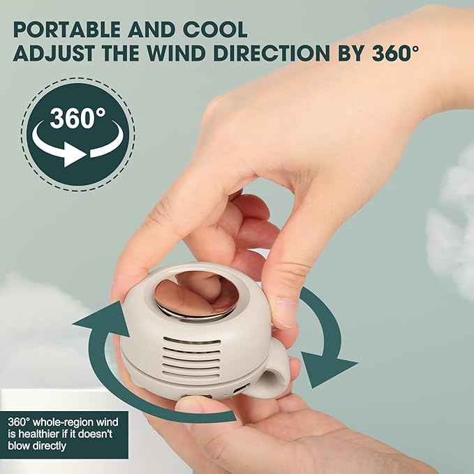 Oprtuisi Portable Bladeless Clip-On Mini Fan, Silent, 3-Speed, for Shirt and Waist (White)
