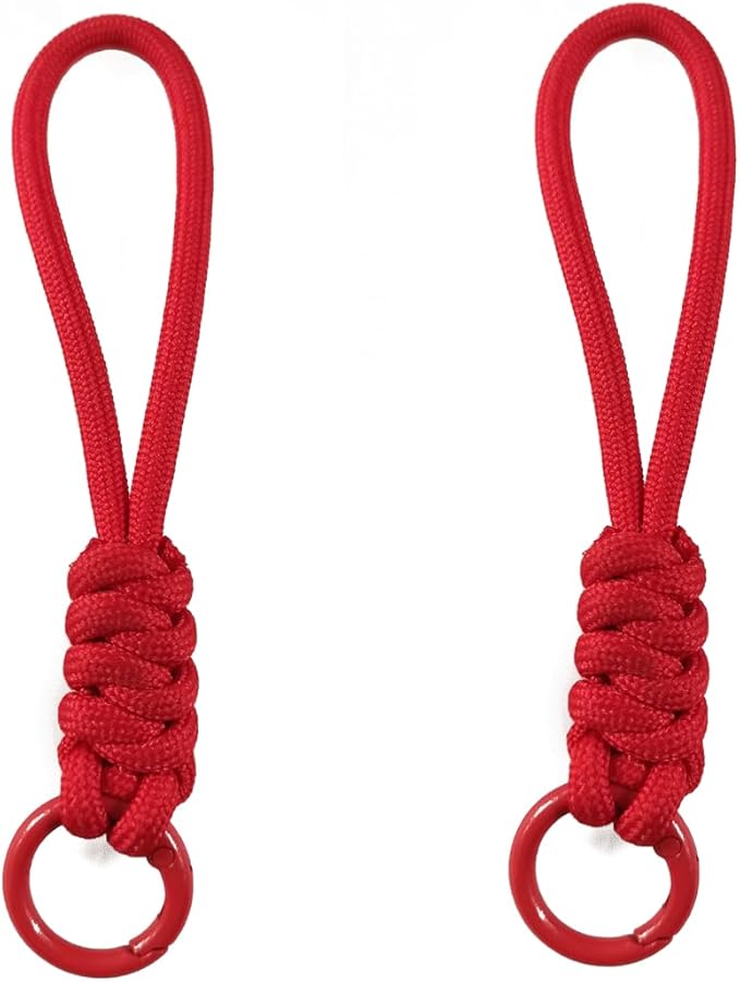 Colorful Braided Paracord Keychain, 12cm Length, Multi-Color Pack with Ring, Decorative Woven Rope Strap