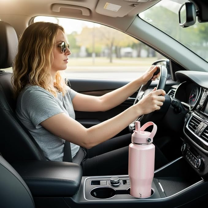 SENDESTAR Water Bottle,Wide Mouth Stainless Steel Vacuum Insulated Double Wall Keep Liquids Cold or Hot All Day,Sweat Proof Sport Design,Fit Car Cup Holder,Buling Buling Pink,40 Ounces