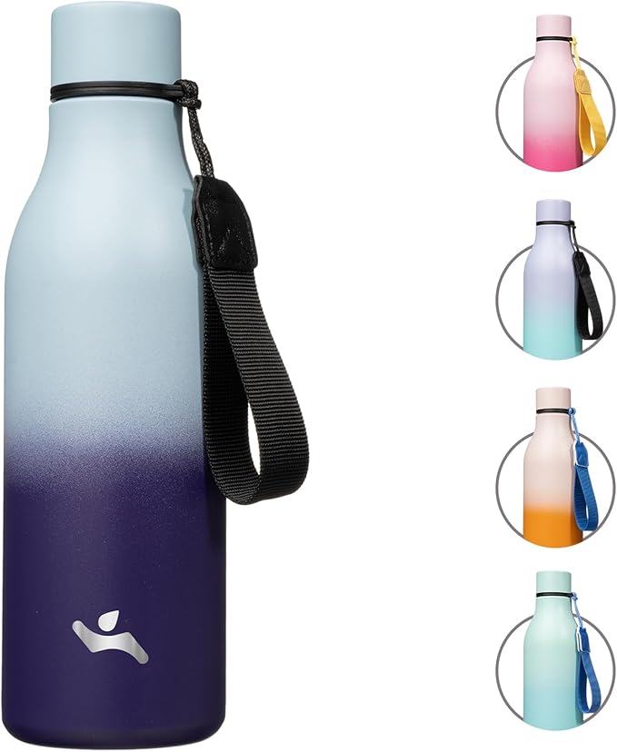 Konokyo Insulated Water Bottle with Strap,18 oz Double Wall Stainless Steel Vacuum Bottles Metal Water Flask,Ocean Dream