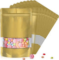 6.3"x9.5" 120pcs Mylar Bags for Food Storage,Smell Proof Bag with Matte Window Resealable Food Storage Bags for Small Business, Stand-up Foil Pouch Packaging Freeze Dried Candy Bag(Gold)