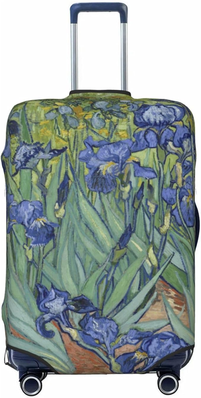 Van Gogh Irises Flower Luggage Cover, Elastic Suitcase Protector For Travel (Fits 25-28 Inch Luggage)