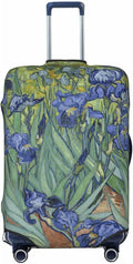 Van Gogh Irises Flower Luggage Cover, Elastic Suitcase Protector For Travel (Fits 25-28 Inch Luggage)