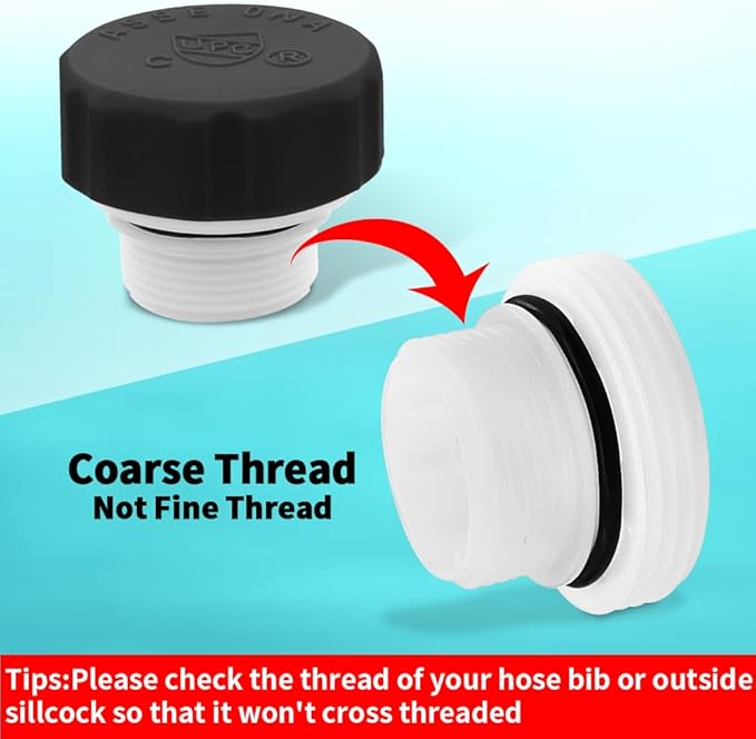 UPC ASSE 1019 A Repair kit(Corase Thread), Outdoor Hose Bib or Faucet Repair Kit, 1PCS Vacuum Breaker 1019-A replacement with 1PCS 3/4"GHT Garden Hose End Cap(Black)