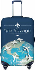 Luggage Cover with World Map & Airplane Design, Suitcase Protector For Travel (Fits 18-21 Inch Luggage)