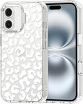MOSNOVO Case for iPhone 16, [Buffertech 6.6ft Military-Grade Drop Protection] [Anti Peel Off Tech] Clear TPU Bumper Phone Case Cover Design - White Leopard Print