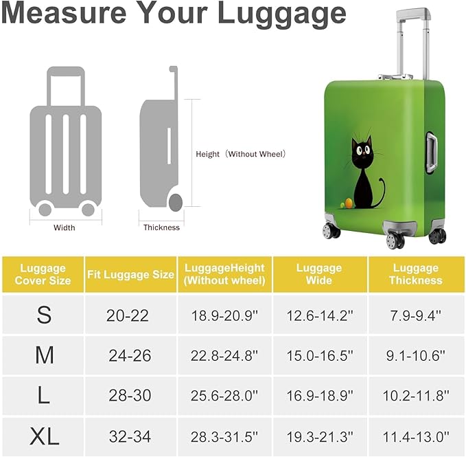 ANNA QUEEN Cute Black Cat Luggage Cover, Minimal Cartoon Suitcase Cover, Stretchable Washable Travel Protector for 28-30 Inch Luggage