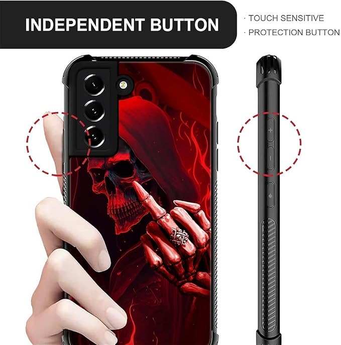 for Samsung Galaxy S22 Case, Gestures Funny Skull Pattern Graphic Design Girl Boy Soft Silicone Hard Acrylic Shock Protection for Samsung Galaxy S22