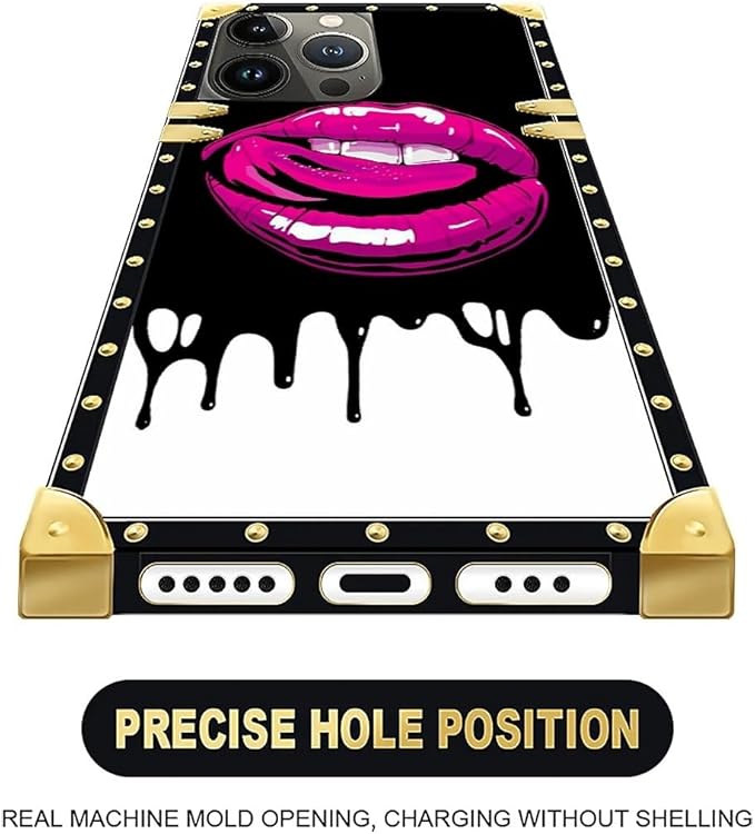 Compatible with iPhone 16 Pro Case, Black White Red Slap Sexy Luxury Golden Decoration for Girl Women Soft TPU Shockproof Protective Hard PC Back for iPhone 16 Pro