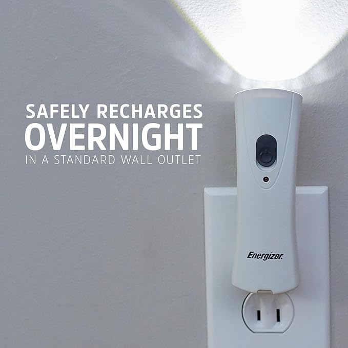 Energizer Auto-On LED Flashlights Rechargeable for Home Power Failure, Plug in LED Flashlight for Power Outage, Night Light, Hurricane Preparedness (Pack of 6)