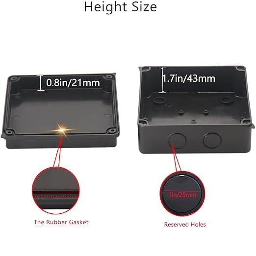 Project Box IP65 Waterproof Dustproof Junction Boxes ABS Plastic DIY Electronic Case, Indoor & Outdoor Electrical Box Power Cord Enclosure Black 150x150x70mm 2pcs