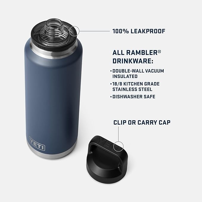 YETI Rambler 46 oz Bottle, Leakproof, Vacuum Insulated, Stainless Steel with Chug Cap, Royal Blue