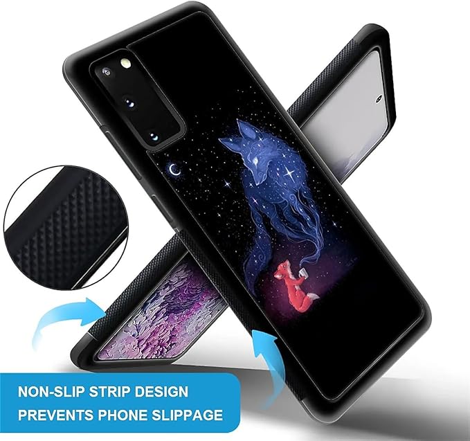 for Samsung Galaxy S20 Case, Galaxy Fox Wolf Pattern Graphic Design Girl Boy Soft Silicone Hard Acrylic Shock Protection for Samsung Galaxy S20