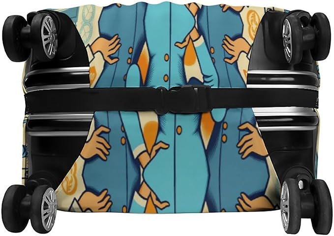 Flight Attendants Travel Vintage Style Retro Stretch Luggage Cover, Washable Suitcase Protector Fits 19-21in Cases, Secure Fit for Carry On Checked Bags, Travel Essentials