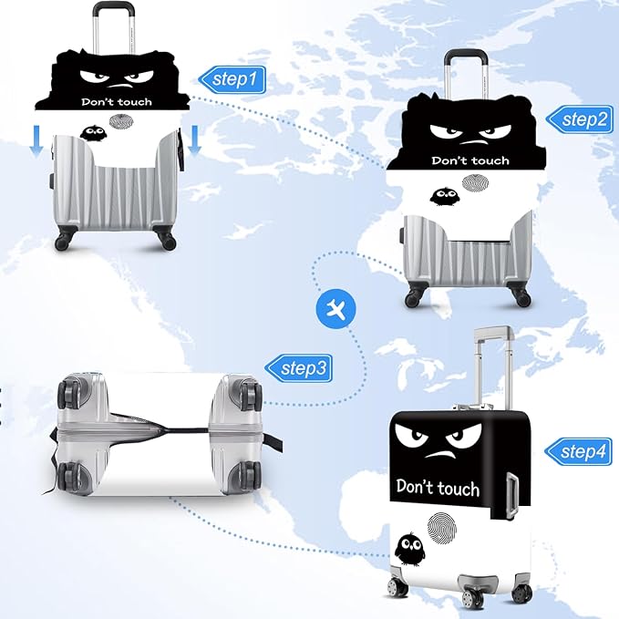 ANNA QUEEN Funny Don't Touch Luggage Cover,Stretchable Suitcase Protector Sleeve,Fit for 32-34 Inch Checked Baggage,Water Resistant Durable Luggage Protector