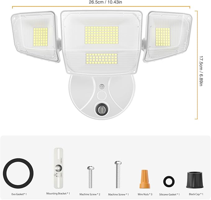 Onforu Dusk to Dawn Outdoor Lighting,90W 10000LM Flood Lights Outdoor,IP66 Waterproof White LED Security Light with Photocell,6500k Daylight 4 Heads Exterior Light Fixture for Yard,Patio,Garden