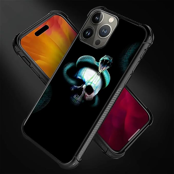 for iPhone 16 Pro Max Case, Skeleton Winding Snake Pattern Graphic Design Girl Boy Soft Silicone Hard Acrylic Shock Protection for iPhone 16 Pro Max