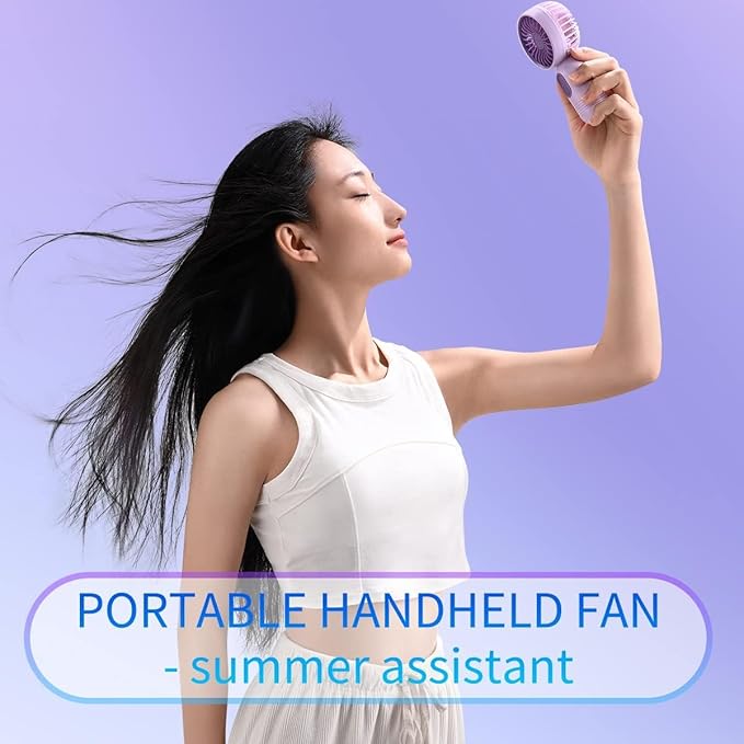 VanSmaGo [Portable Mini Fans 6-pack Handheld Personal Small Fan with 3-speed for Travel, USB Rechargeable Battery Operated Eyelash Fan, Black,Blue,Purple,Pink