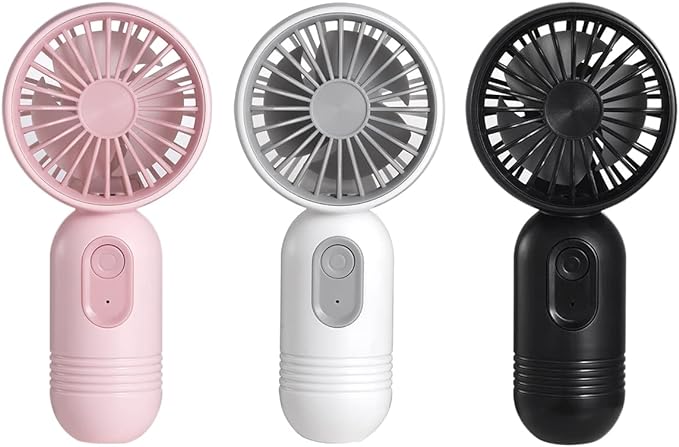 VanSmaGo [Portable Mini Fan 3-pack] Handheld Personal Small Fan with 3-speed for Travel, USB Rechargeable Battery Operated Eyelash Fan, Black&White&Pink