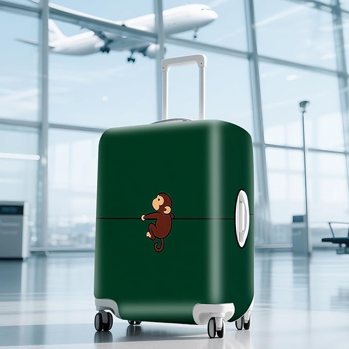 ANNA QUEEN Cute Monkey Travel Luggage Cover-Cartoon Stretchable Airplane Suitcase Protector Sleeve,Universal Washable Fit for 28-30 Inch Checked Baggage,Water Resistant Durable Luggage Protector, L
