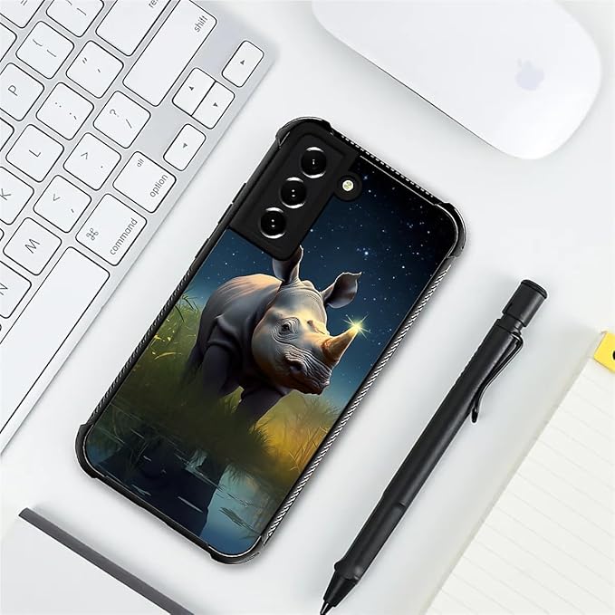 for Samsung Galaxy S22 Case, Rhino Water Marshes Pattern Graphic Design Girl Boy Soft Silicone Hard Acrylic Shock Protection for Samsung Galaxy S22