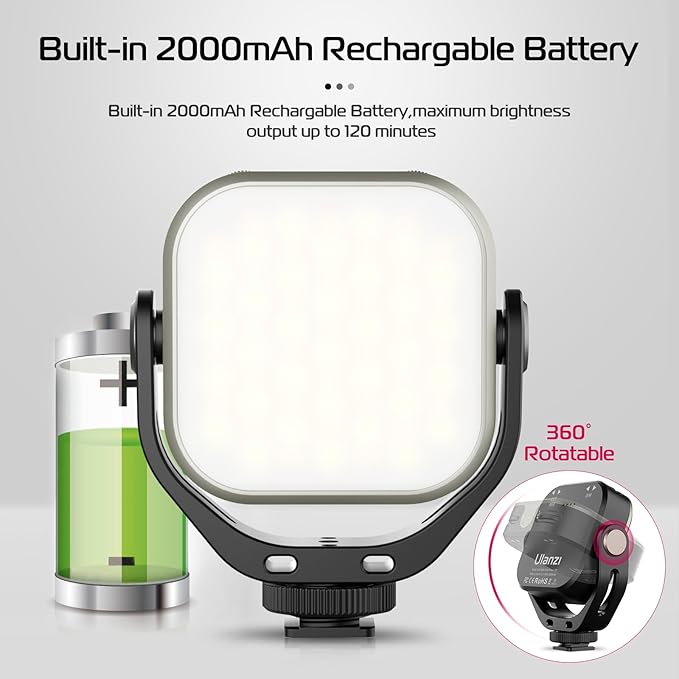 ULANZI VL66 RGB Adjustable Rechargeable 2500-6500K - Mini Video Portable Light on Camera, 2000mAh CRI95+ Dimmable, Ultra Bright Photo and Video Lighting, LED Fill Lamp for DSLR Camcorder Action Camera