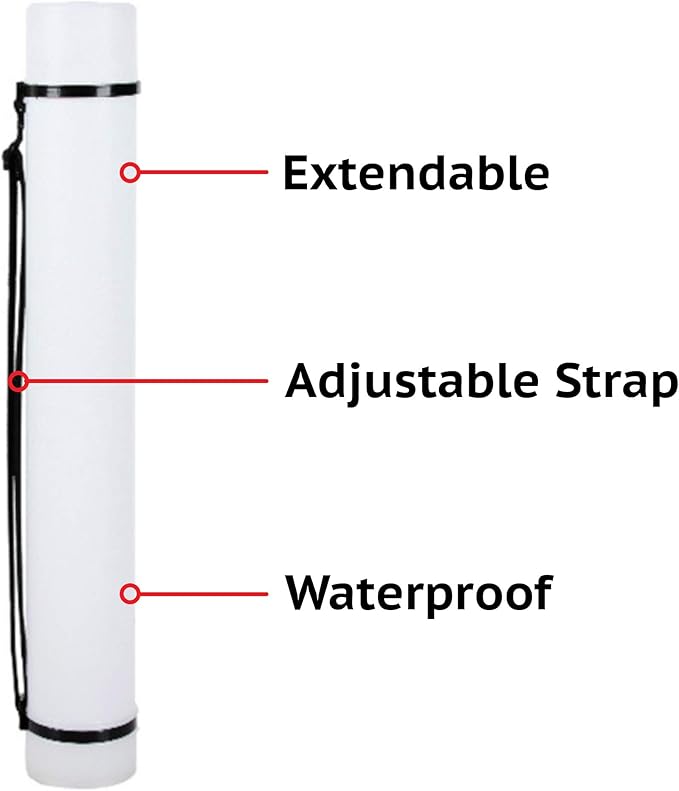 CALPALMY 2-Pack Expandable Poster Tube with Strap - White Storage Tubes 24.75" to 40" with Caps and Labels - Use for Blueprint Document Poster Carrying Case and Holder