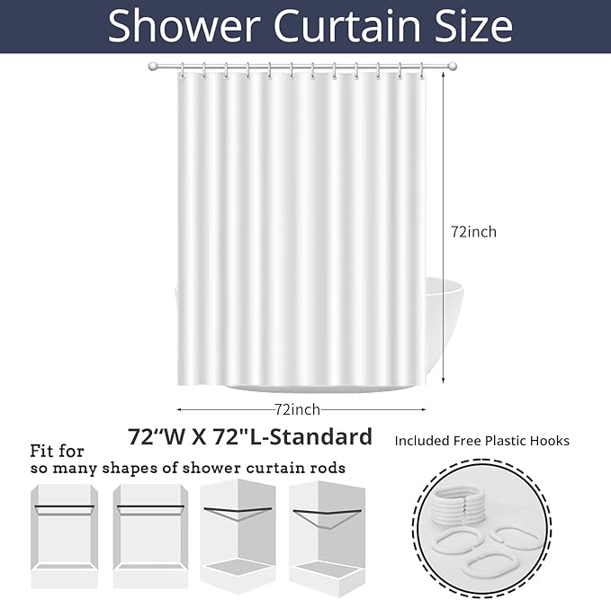 Purple Bow Shower Curtain, Purple and White Modern Aesthetic Bowknot with Polka Dot Cute Girly Bathroom Curtain Waterproof Fabric Machine Washable with Hooks, 72" Wx72 L
