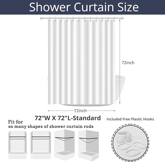 Cat Shower Curtain, Black and White Funny Cats Cute Sketching Kitten with Different Postures Bathroom Curtain Waterproof Fabric Machine Washable with Hooks, 72" Wx72 L