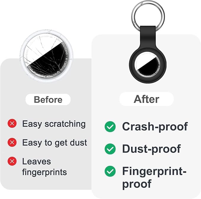 Linsaner 1|2|4 Pack Holder for AirTag 2nd Gen (2026) & 1st Gen, Silicone Case Keychain Key Ring, Protective Cover for Apple for Air Tags, GPS Finder Accessories for Bags, Pets, Kids, Luggages, Black