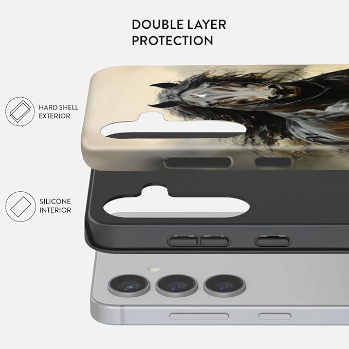 Compatible for Samsung Galaxy S25 Plus 5G Case, Dual Layer Heavy Duty 2 in 1 Shockproof Protective Phone Case,Running Horse