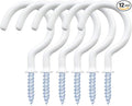 12 Pack Vinyl Coated Ceiling Hooks,Screw-in Mug Hooks,Multi-Function Wall Hooks Kitchen Hooks Cup Hooks for Indoors Outdoors (White, 2 Inch)