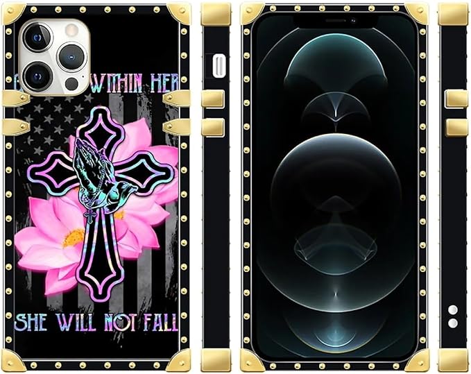 Compatible with iPhone 12 Pro Max Case, Praying Cross Hands Luxury Golden Decoration for Girl Women Soft TPU Shockproof Protective Hard PC Back for iPhone 12 Pro Max